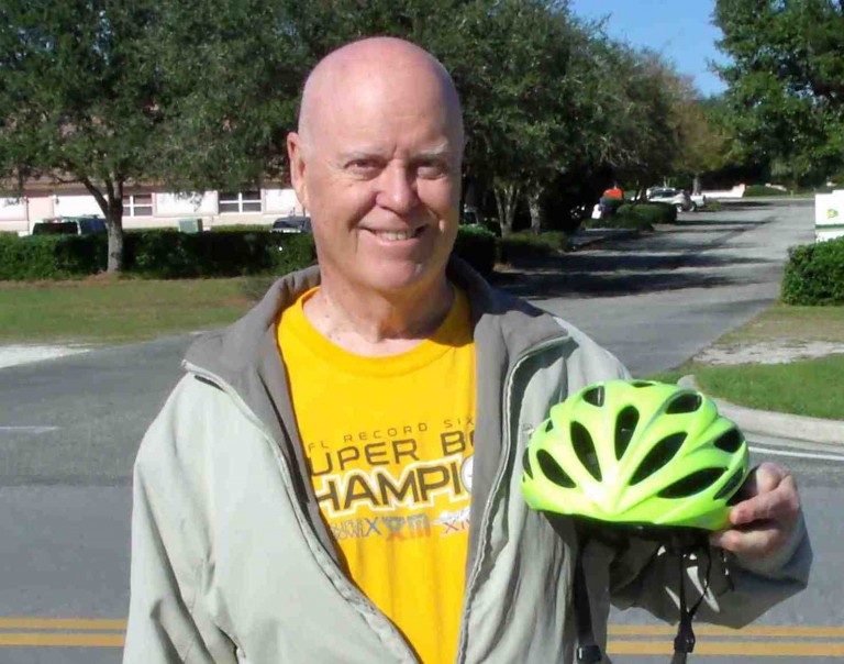 Villager says bicycle helmet probably saved his life