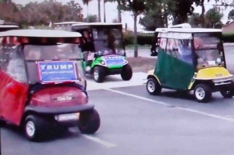 Villagers rally for Donald Trump in golf cart parade through The Villages