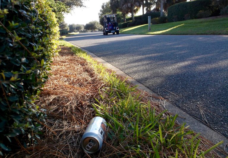 Villagers who drink and drive in golf carts leaving evidence along multi-modal paths