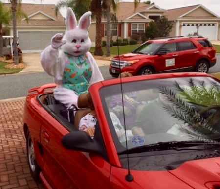 Villager dressed as Easter Bunny will be rolling into town squares on Sunday