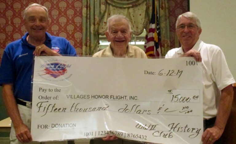 World War 2 Club donates $15,000 to support Villages Honor Flight