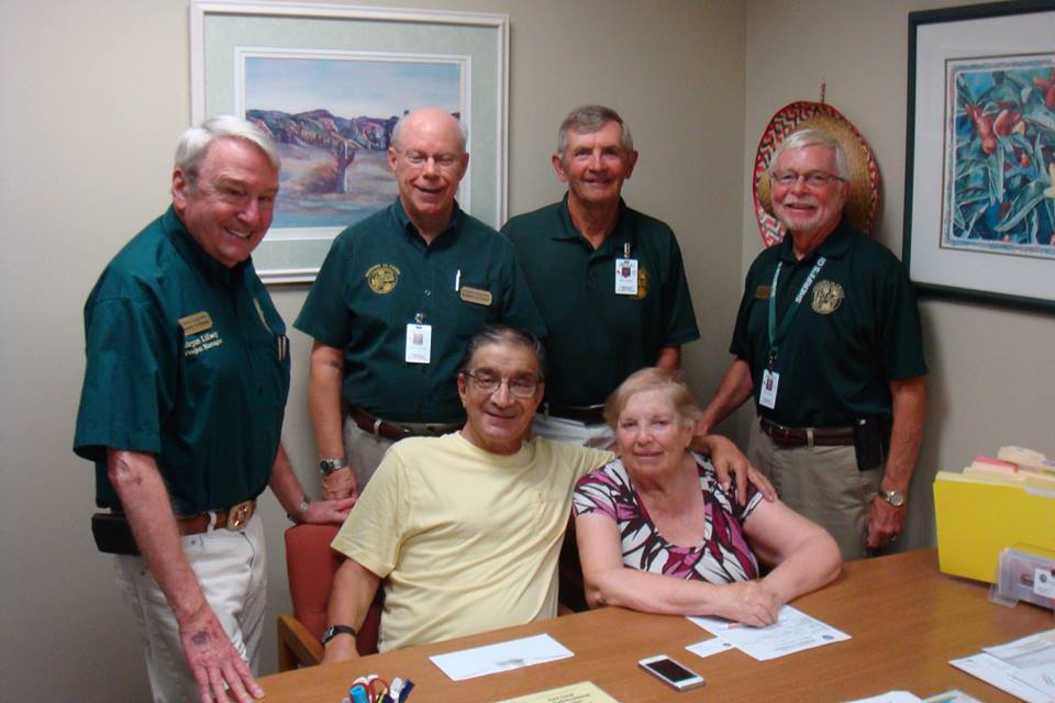 Clients Sidney and Susan Waldman are pictured (from left to right) with Office Manager Bryan Lifsey of the Village of Alhambra), Don Schuster of the Village of Hacienda at Mission Hills), Paul Lathrop of the Village of Caroline and Jerry Brust of the Village of Lake Deaton)