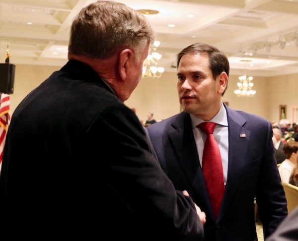 U.S. Sen Marco Rubio, right, greets Sheriff Bill Farmer