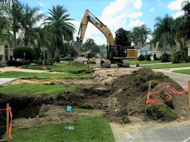 Crews forced to dig up yards in Villages to replace damaged stormwater pipe