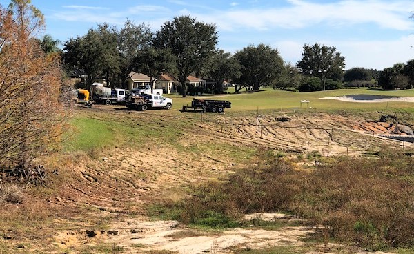 Golf course near sinkhole-ravaged homes closed for ongoing retention pond repairs