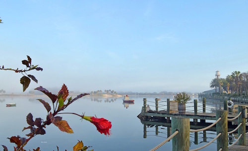Fog hanging over Lake Sumter this morning in The Villages