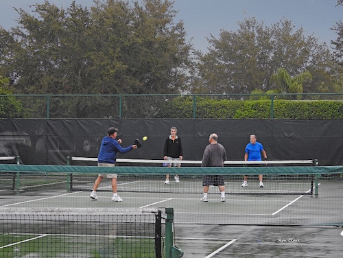 Playing pickleball in the rain in The Villages