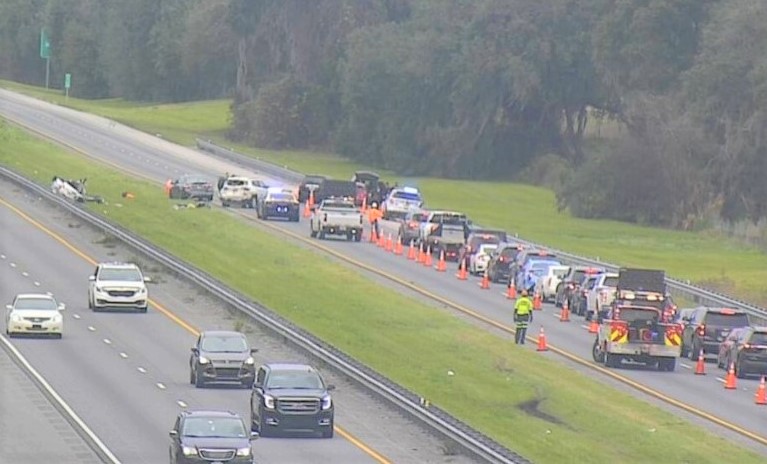 One killed in five-vehicle pileup when traffic slows for another crash on Florida Turnpike