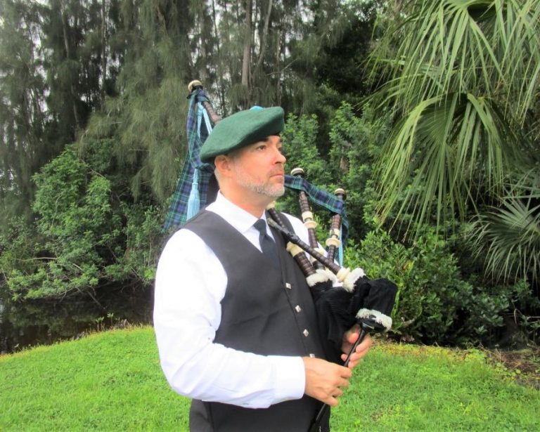 He who pays the bagpiper calls the tunes for this artistic tri-county resident