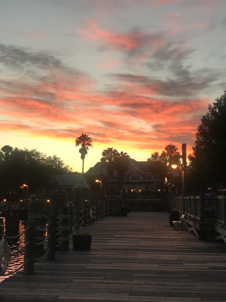 Beautiful Sunrise Over Lake Sumter Landing Boardwalk