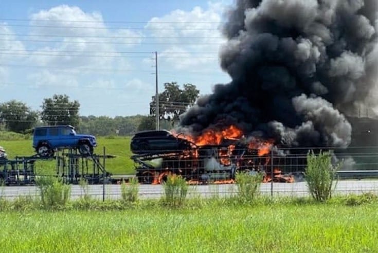Semi auto hauler bursts into flames on Florida Turnpike near The Villages