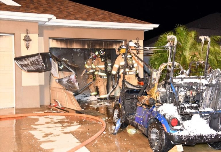 Flames destroy golf cart and damage Village of Pine Ridge residence