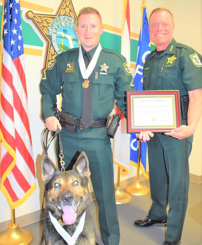 Lake County sheriff’s K-9 team awarded medal for quickly locating lost man
