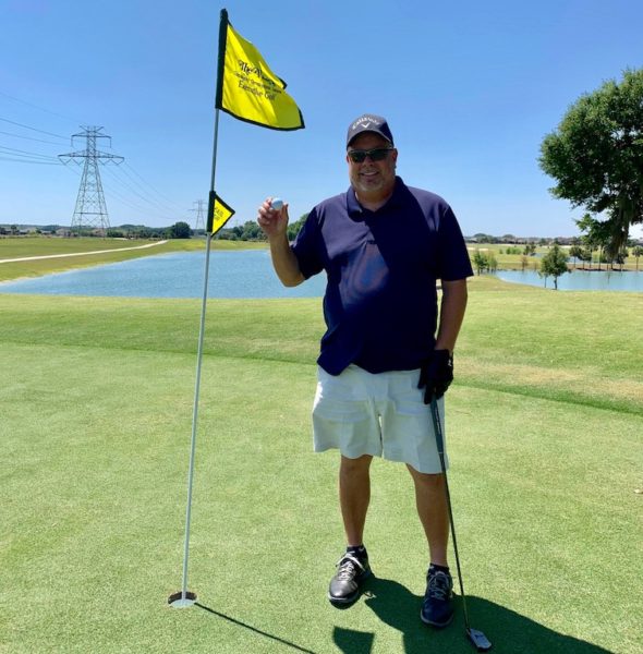 Craig Buchanan celebrated after getting a hole in one Craig Buchanan celebrated after getting a hole in one