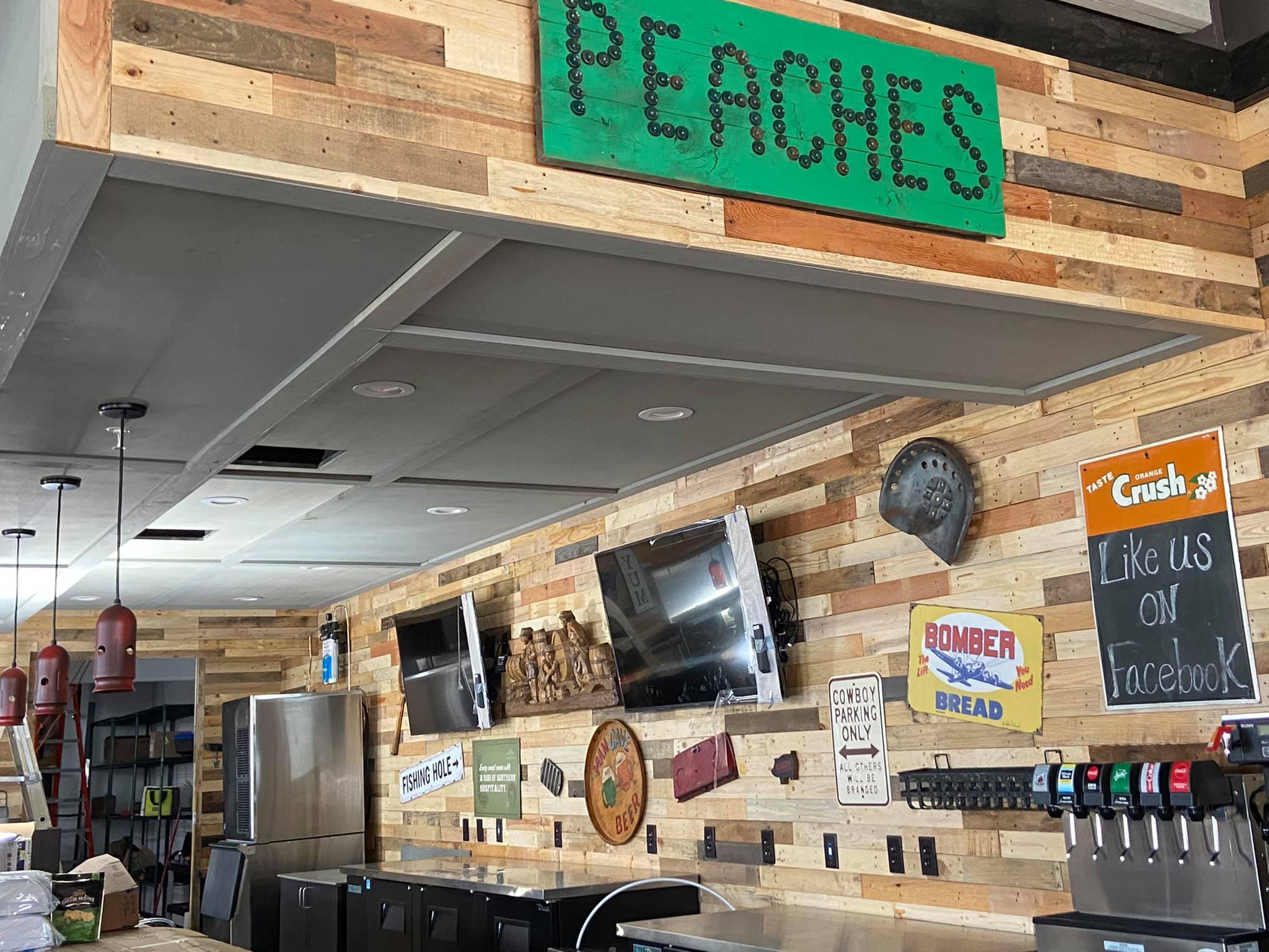 The interior of Willie Jewells Old School Bar B Q at Magnolia Plaza has down home feel