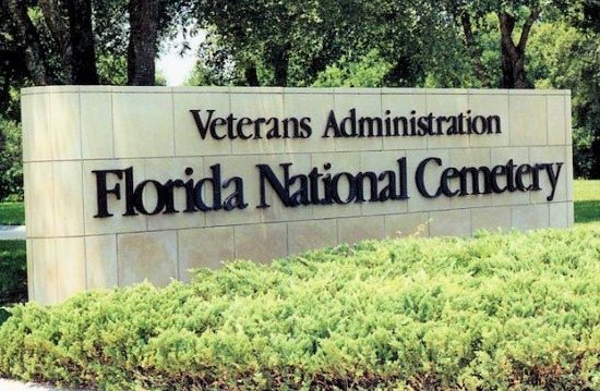 Florida National Cemetery entrance sign