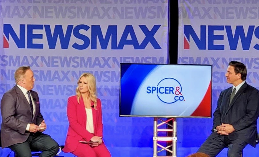 Gov. Ron DeSantis appeared in a Newsmax taping with Sean Spicer and Lyndsay Keith
