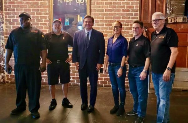Gov. Ron DeSantis stopped at City Fire at Brownwood for lunch after the Newsmax taping