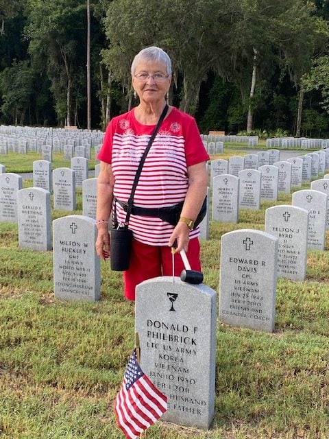 Lois Philbrick put a flag at her husbands grave in honor of Memorial Day