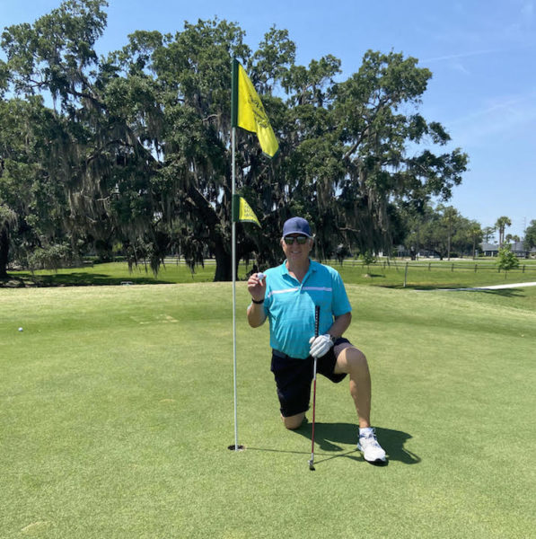 Marvin Riddle celebrated after getting his second hole in one in The Villages