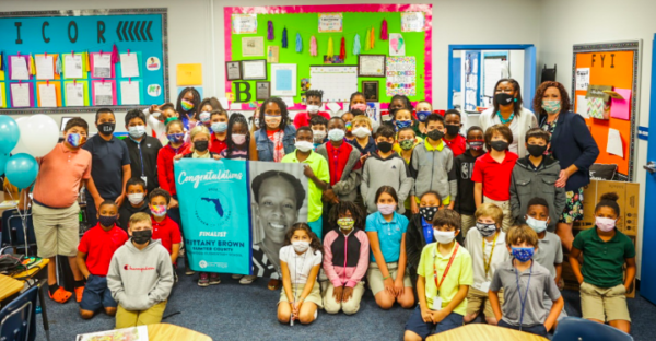 Teacher Brittany Brown with her class at Wildwood Elementary School