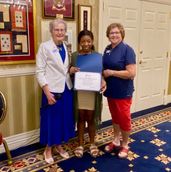 Aailyah Massey center was honored by the John Bartram Chapter of the Daughters of the American Revolution.