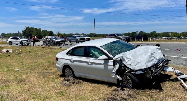 Hunter Beauchemin 17 had been at the wheel of this white Volkswagen Jetta which had been traveling at a high rate of speed prior to the crash.