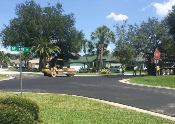 Repaving work was completed this week at the intersection of Del Mar Drive and Ventura Court