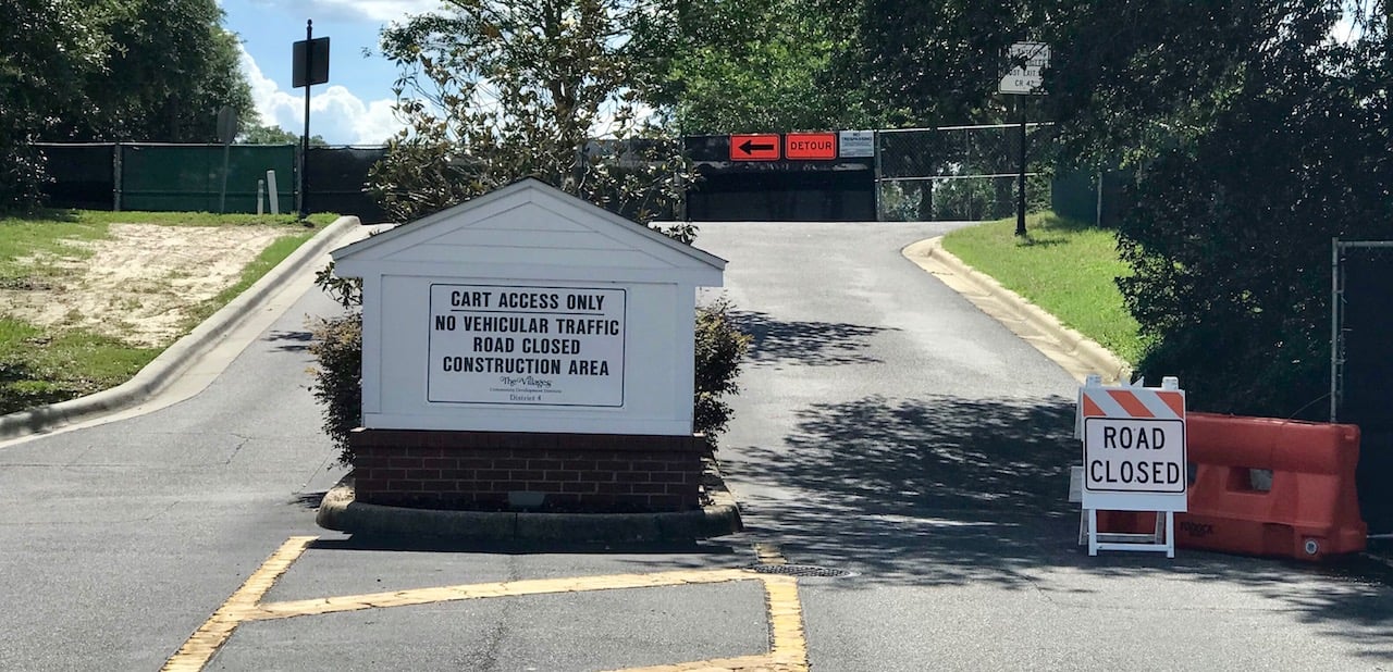 Signs clearly indicate that the access point near the First Responders Recreation Center site has been limited to golf carts