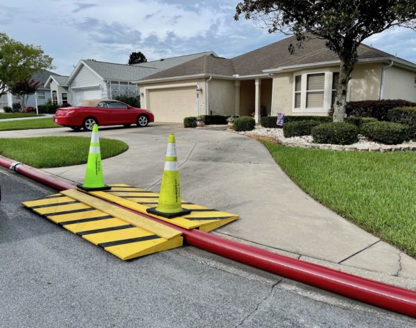 Temporary platforms have been set up so homeowners have access to San Juan Drive from their driveways