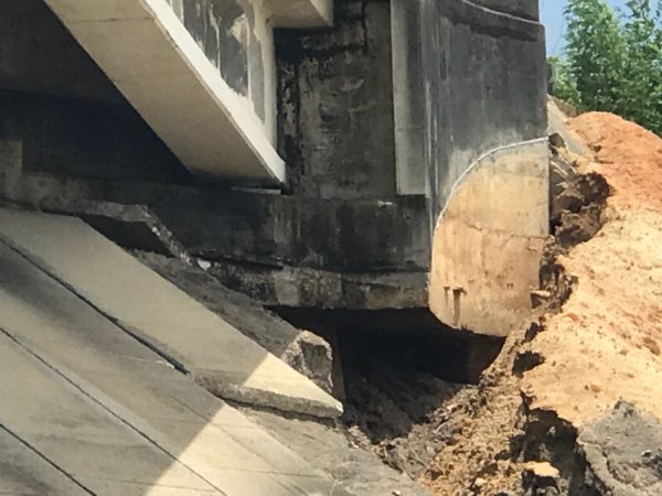 The hole opened up under the support column of the U.S. Hwy. 27441 bridge over County Road 25 in Lady Lake.