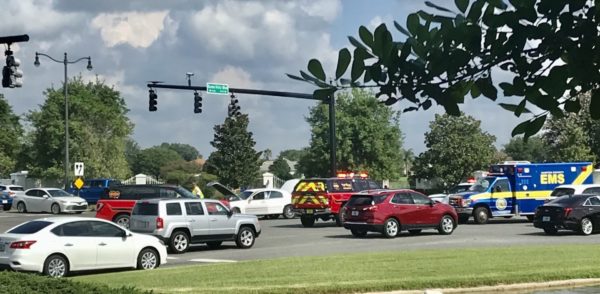 Emergency personnel were at the scene of the crash Tuesday morning at County Road 466 and Buena Vista Boulevard