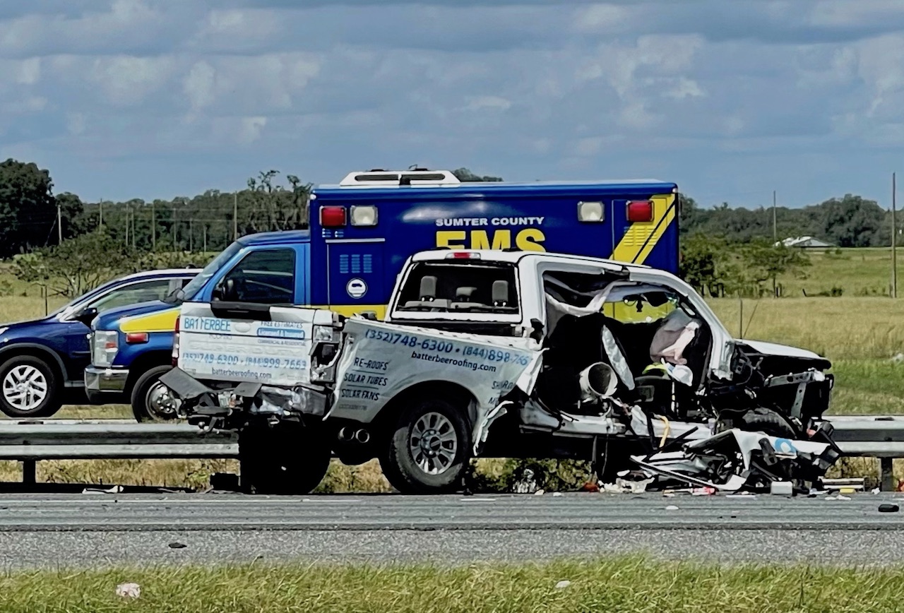 The driver of this Batterbee Roofing Co. truck was ticketed in the crash