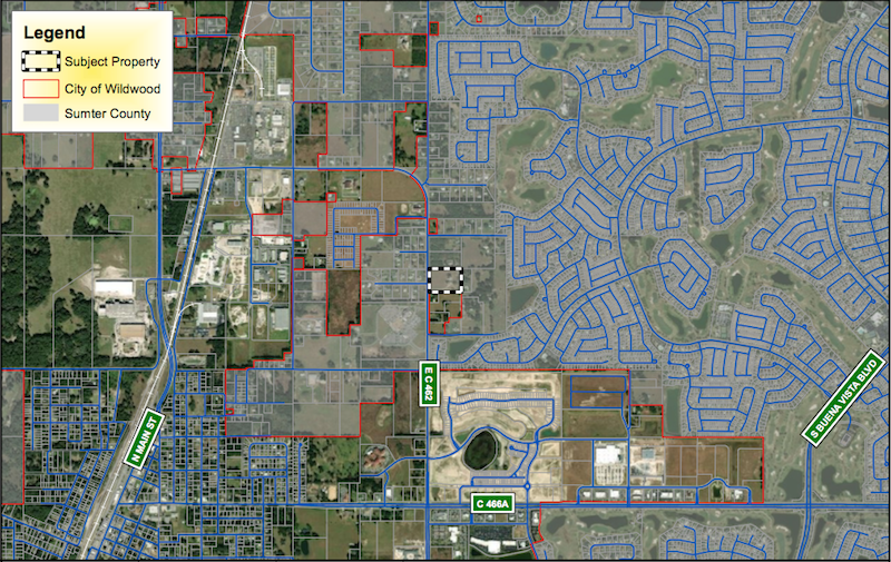 This map shows where the church will be located on County Road 462