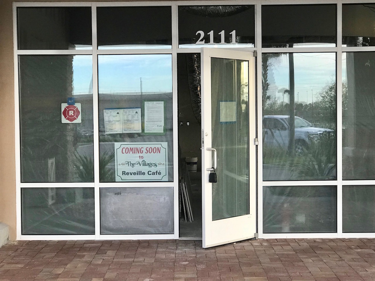 Interior work is taking place at the Reveille Cafe at Magnolia Plaza
