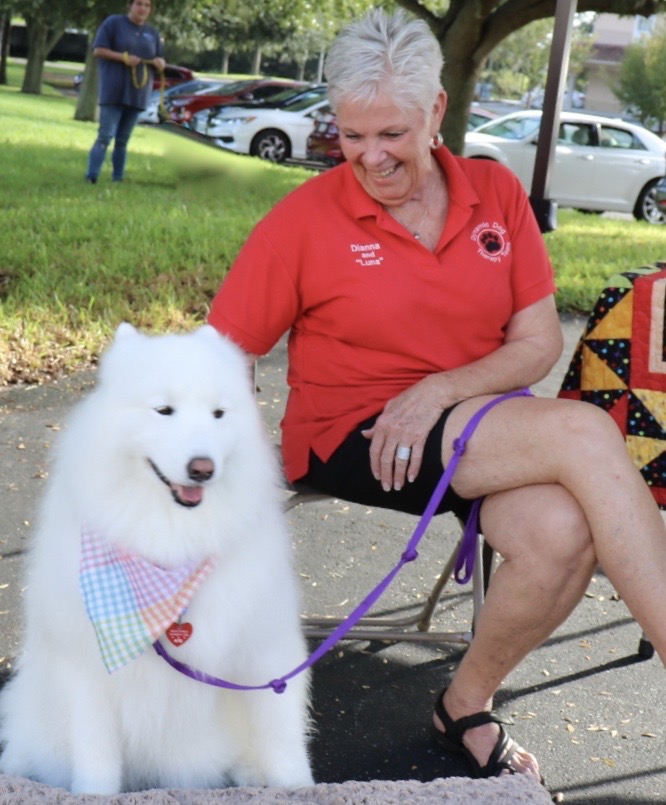 Luna a Samoyed therapy dog lives in the Village of Winifred with Dianna Beals.