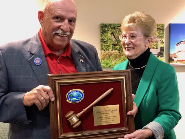 Lady Lakes longest serving mayor Jim Richards was honored Monday night by Mayor Ruth Kussard