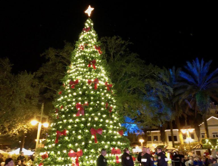 Huge crowd packs town square for Christmas tree lighting event