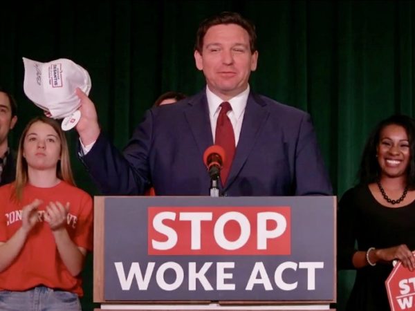 Gov. Ron DeSantis through some hats into the crowd at the conclusion of his remarks Gov. Ron DeSantis through some hats into the crowd at the conclusion of his remarks