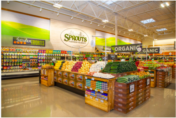 Sprouts Farmers Market emphasizes healthy produce.