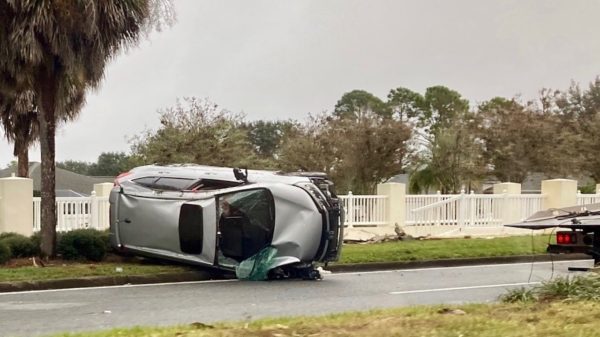 This van crashed and landed on its side Tuesday afternoon near Savannah Center