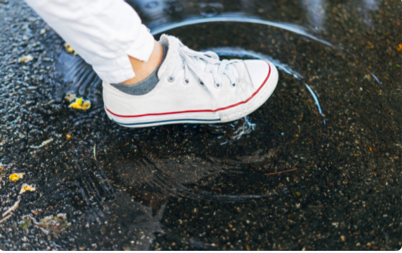 Feet in flood water