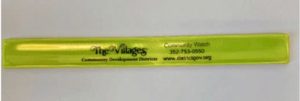 Reflective slap bands are available from Community Watch.