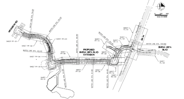 This diagram shows the extension of Buena Vista Boulevard
