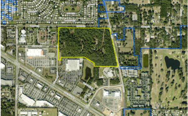 This map shows the wooded location that wil become the home of the Lady Lake Square Apartments