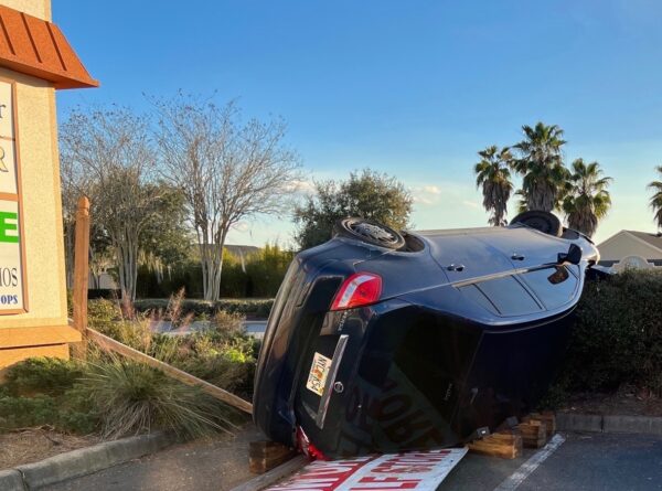 A teen driver crashed this vehicle Tuesday afternoon at Santa Fe Crossing A teen driver crashed this vehicle Tuesday afternoon at Santa Fe Crossing