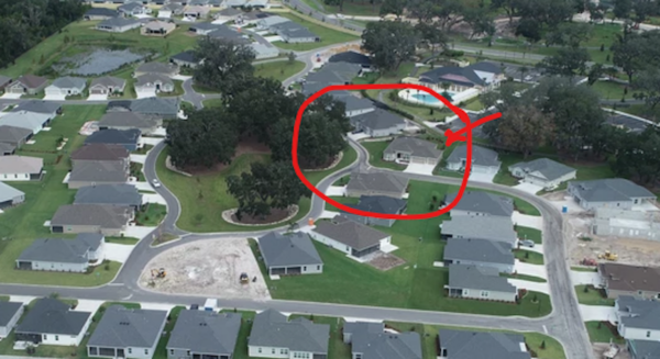The red arrow points to Rose Nemeths house. DeClerk Loop intersects with Steele Path.