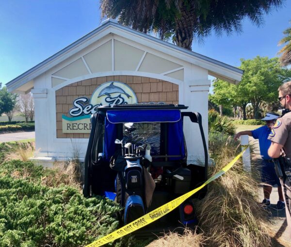 A golf cart crashed into the sign at SeaBreeze Recreation Center