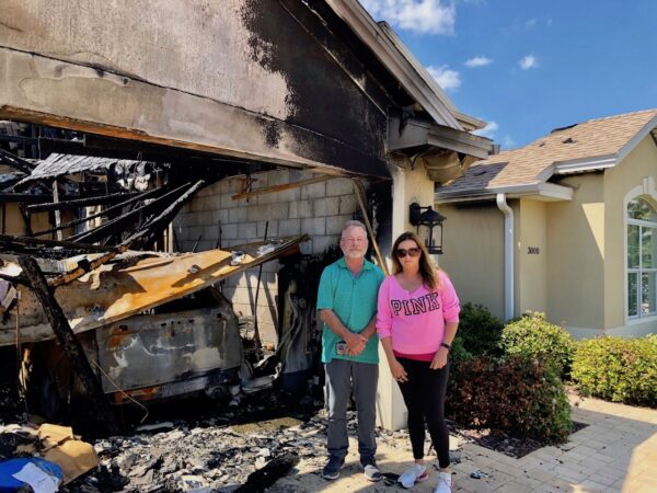 Jim and Christine Noonan and their two dogs escaped a blaze that consumed their home in The Villages