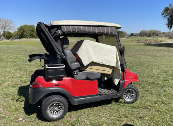 The Bald Eaglets cage was transported by golf cart The Bald Eaglets cage was transported by golf cart